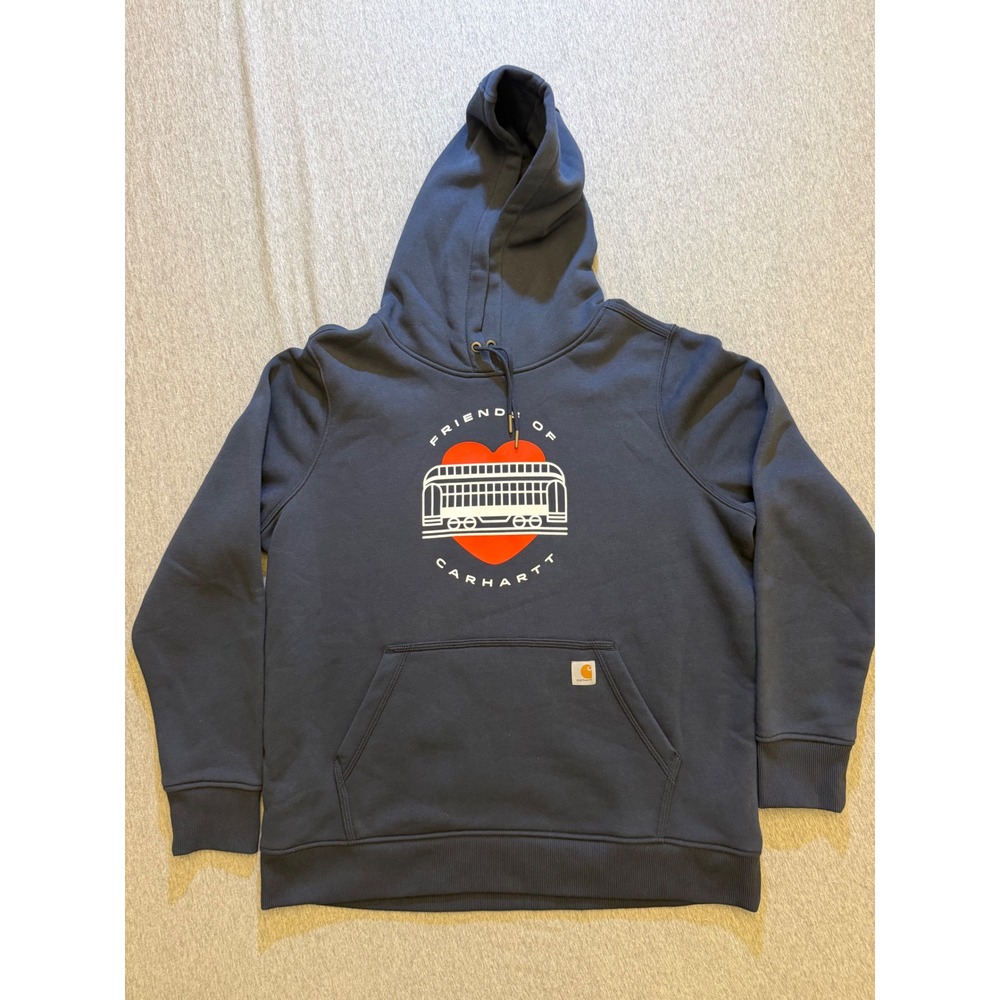 Carhartt Friends of Carhartt Heart Trolley Hoodie Navy Blue XL 16-18 Relaxed Fit